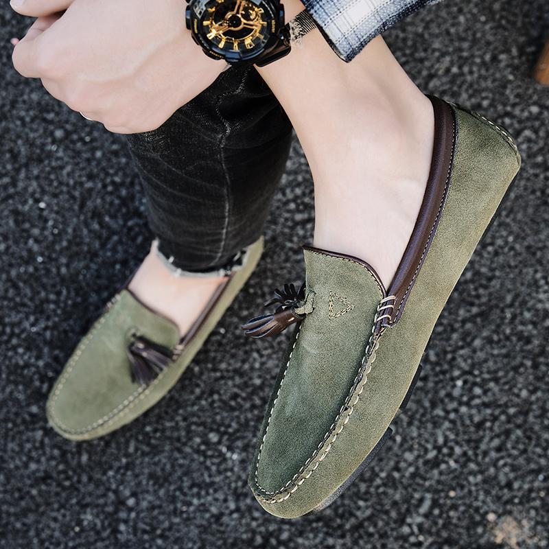 Fashion Man Summer Fashion Handsewn Genuine Leather Suede Shoes Men Casual Loafers Male Breathable Loafer Footwear Male Comfy Mocassins