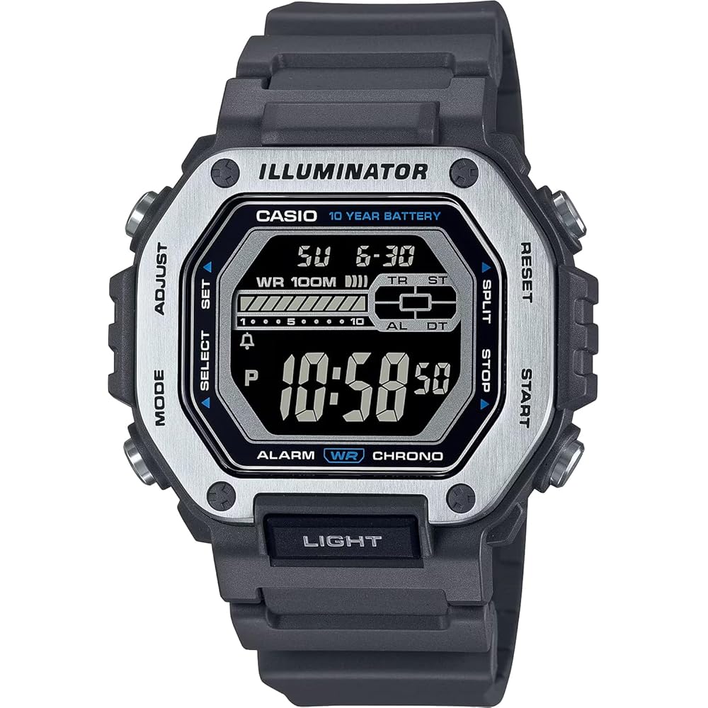 Casio Standard Digital Metal Face Men s Watch MWD-110H-8BV Dark Gray Black LCD Overseas Model