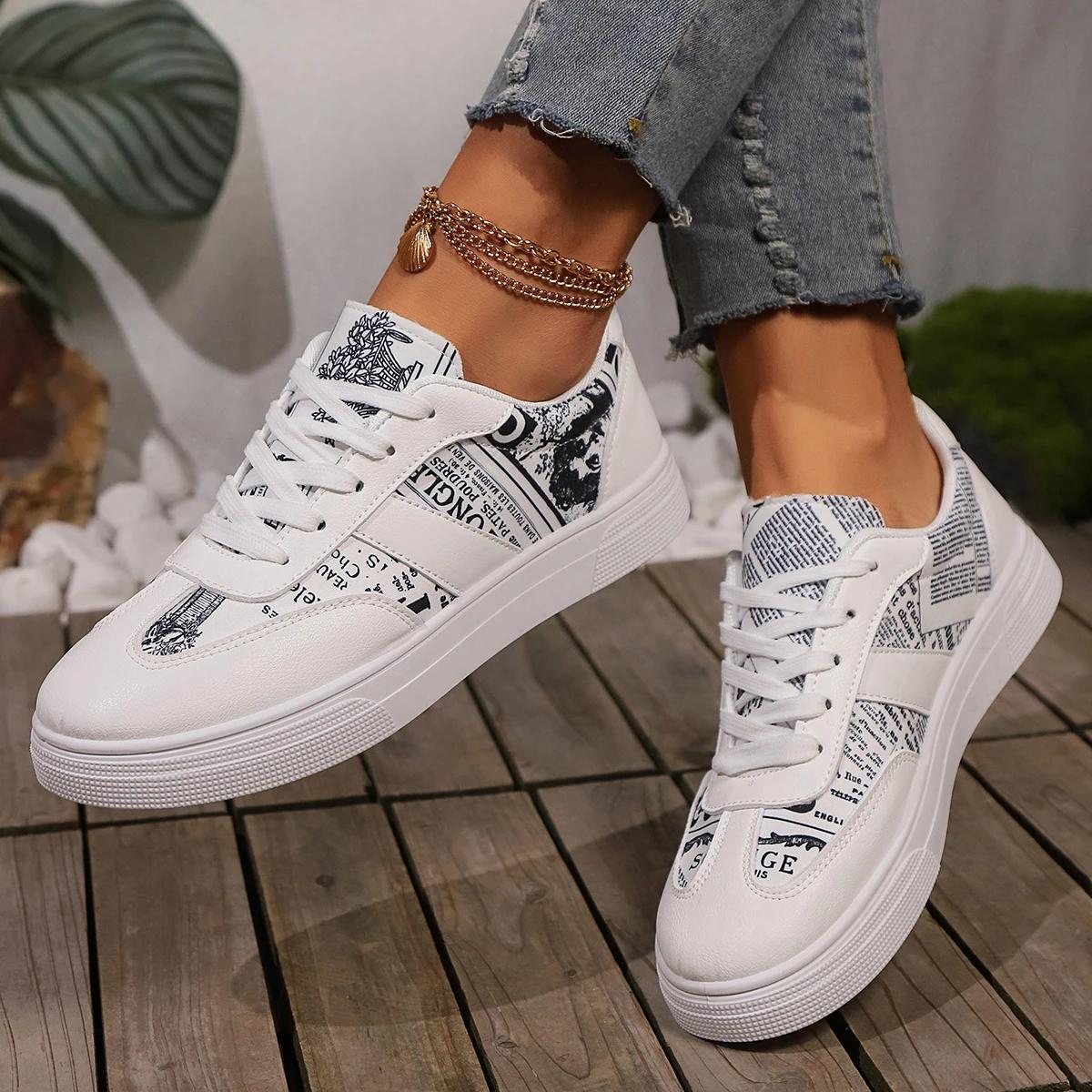 

Мода 2024 года Стильные белые туфли женские кроссовки в стиле граффити весна-осень студенческие женские туфли панк-стрит повседневные теннисные туфли 42 чёрный