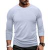 Maglietta a maniche lunghe con girocollo da uomo, tinta unita, casual, strato base