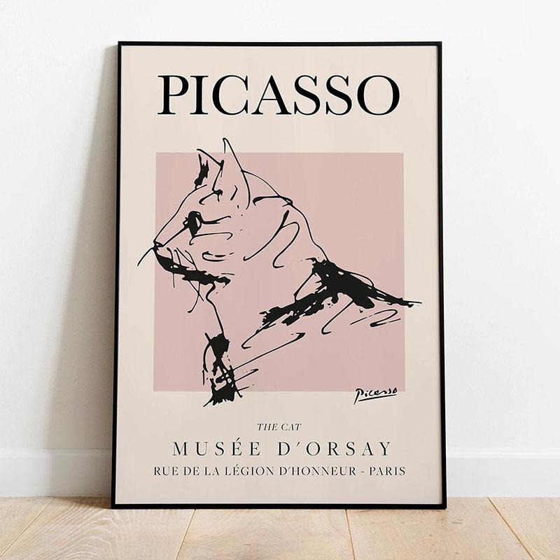 

1 шт. произведение искусства Пикассо, винтажный линейный холст, минималистичный линейный рисунок, принт с животным, домашний настенный декор или принт для подарка 21cm×30cm NoFrame