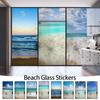 Privacy Windows Films Beach Landscape Pattern Decor Stained Glass Stickers No Glue Static Cling Frosted Window Tint