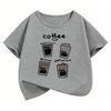 Coffee Cat Graphic Kids Tshirts Summer Short Sleeve Tees Cartoon Boys Girls Clothes Kawaii Tops Y2K Children Tshirt