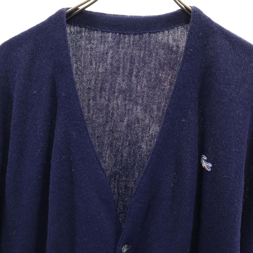 Lacoste 70s 80s Vintage Long Sleeve V Neck Knit Cardigan Navy Men's Used