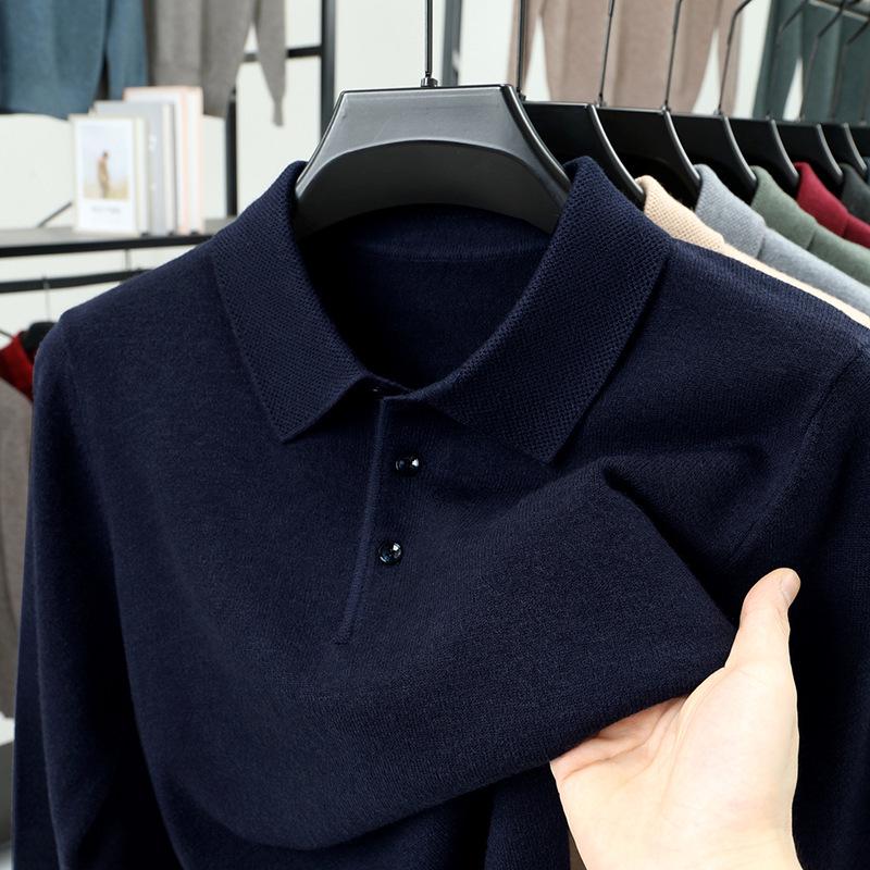 

500g Heavyweight Anti-Pilling Knit Men s Autumn/Winter Simple Long Sleeve Base Layer Sweater L/170 [60-68 kg]