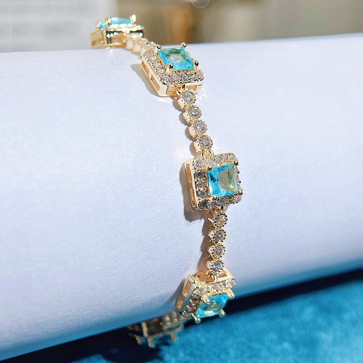 

CMM Light Luxury светло-голубой нишевый хип-хоп тренд циркон теннисный браслет пара подарок на день рождения модные ювелирные изделия золотой