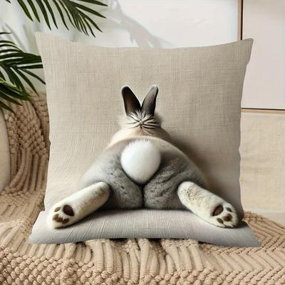 Funda de almohada con diseño de trasero de conejito lindo: ¡Añade un Toque Caprichoso a tu Hogar! Funda de cojín de sofá, decoración del hogar, impresión 2D