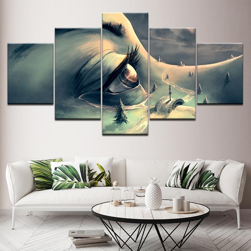 Canvas Painting Wall Art Pictures 5 Pieces The beauty eyes in love world Modular Wallpapers Print for living room Home Decor