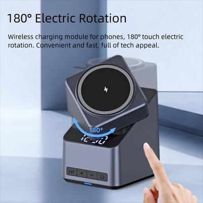 Desktop Clock Magnetic Wireless Charger 4-IN-1 Fast Charging Dock For iPhone 16 15 14 13 12 Apple Watch 10/9/8/7/6/5 AirPods Pro