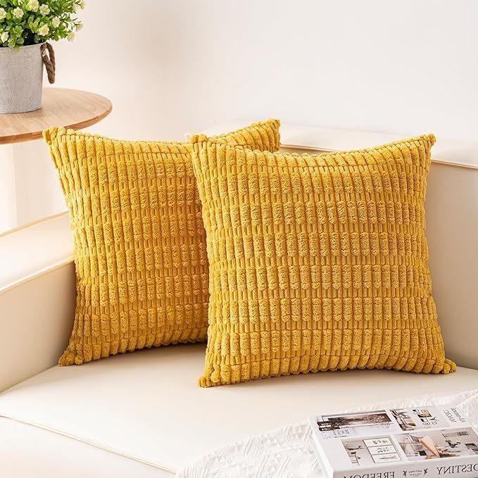 Solid Color Plush Double-Sided Pillowcase Corduroy Cushion Cover Decorative Sofa Bed Head Lumbar Support Pillowcase Set Of Two