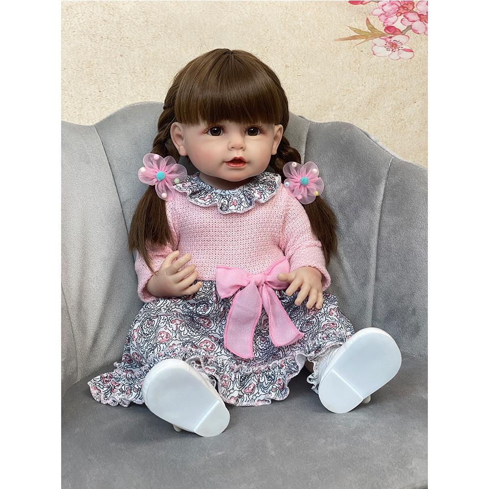 Full Body Soft Silicone Lifelike Real Touch Reborn Baby Girl Lovely Betty With Long Hair Toddler Princess Doll