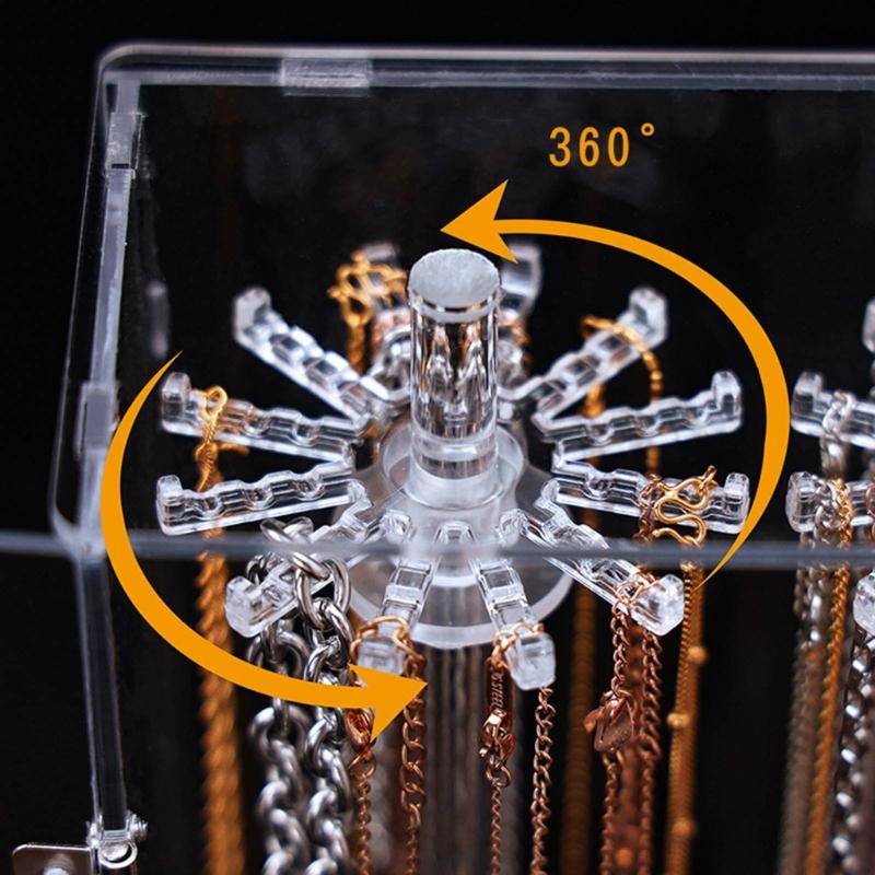 Bracelet Necklace Display Stand Clear Acrylic Hanging Jewelry Holder Dustproof Jewelry Organizer Desktop Storage Box