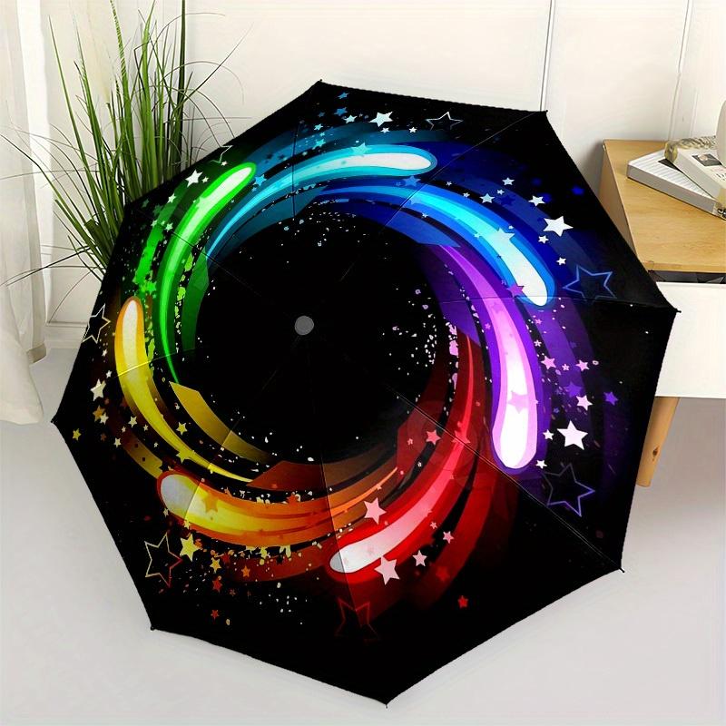 

1pc Colorful Swirl with Stars Vector Illustration Umbrella with Plastic Handle,Suitable for All Seasons Home Travel Outdoor UmbrellaB1900