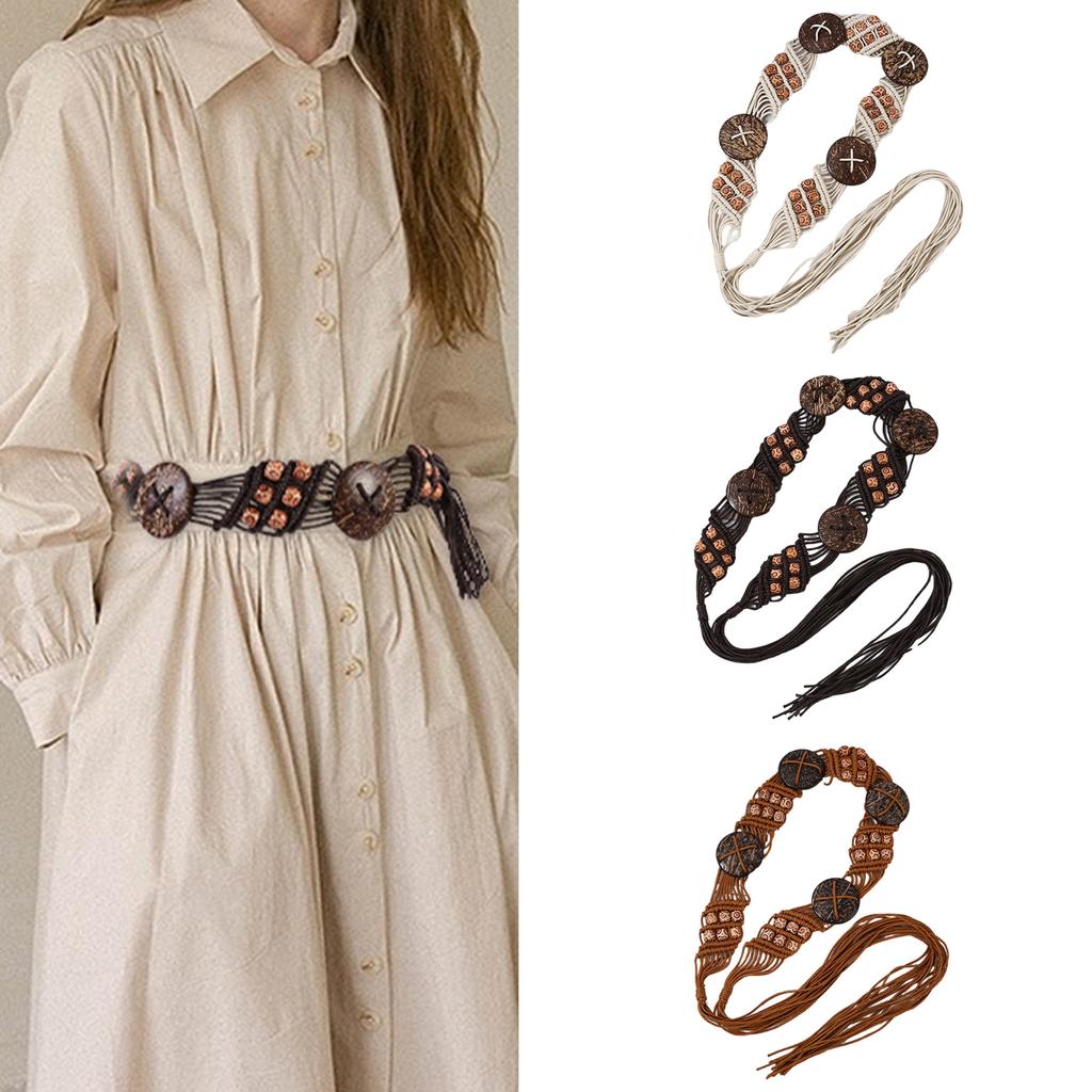Maillard Style Rope Belt Aesthetic Adult Bohemia Tassels Waistband Waist Decor Teens Girl Travel Clothing Accessories