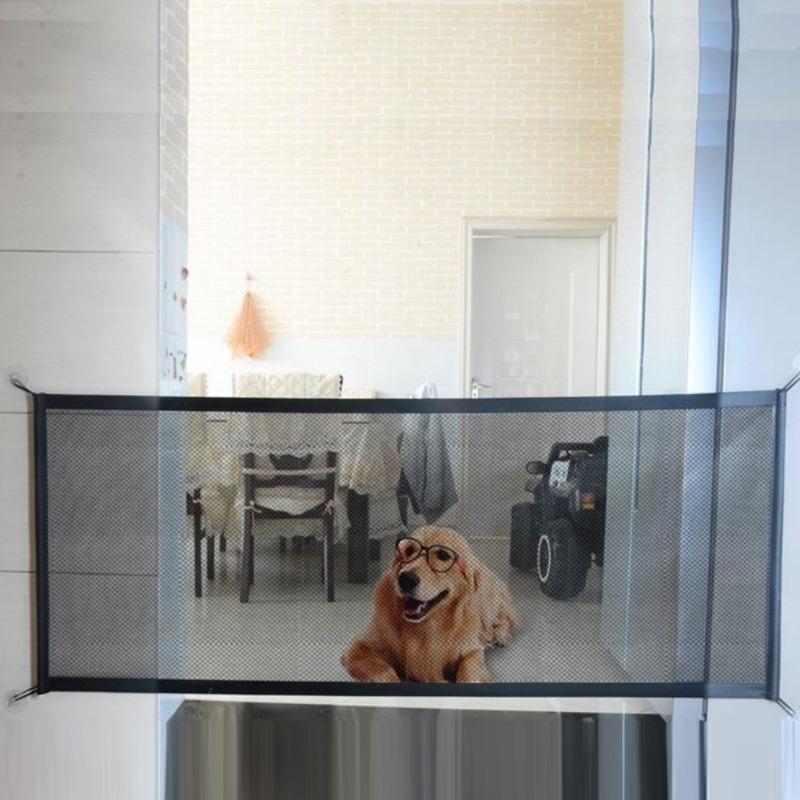 Family Pet Isolation Net Dog Divide Door Portable Folding Fence Indoor Outdoor Staircase Safety Rail Breathable Mesh Guardrail