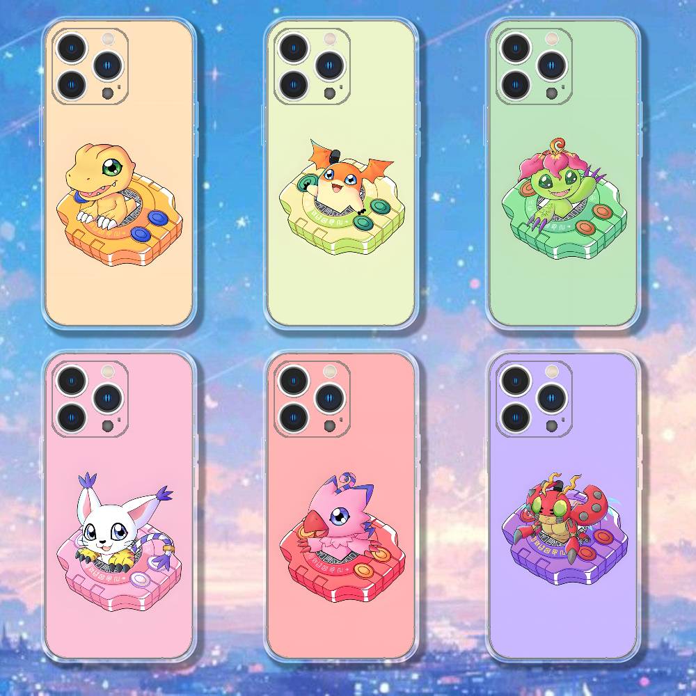 Cartoon D-Digimon Phone Case For iPhone 17,16,15,14,13,12,11 Pro,Max,Plus,X,XS,XR,SE4,E Mini Transparent Soft Cover