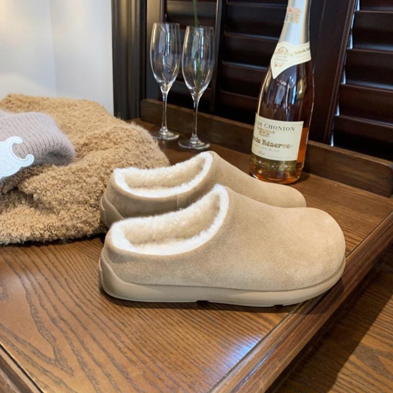 Wool small potatoes~ 2025 autumn and winter new lazy bag head height increase Boken fluffy slippers women's loafers cotton shoes