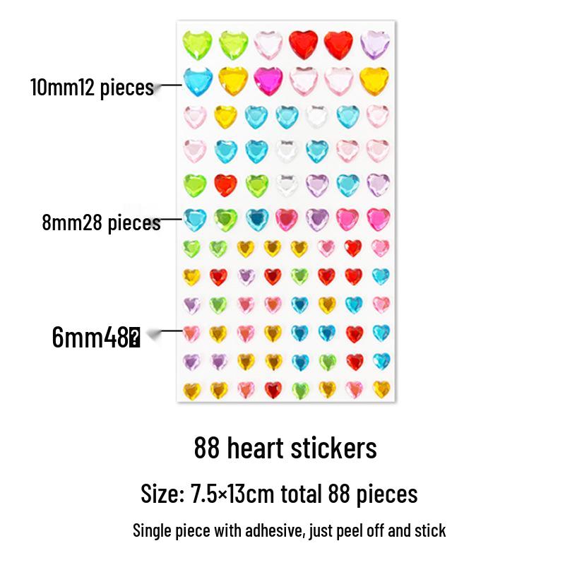 Gem Stickers: Kids' 3D Acrylic Crystal DIY Rhinestone Decorations, Colorful Cross-Border Designs for Girls