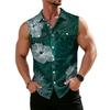 Men's Workwear Lapel Button-Down Vest Shirt - Lightweight Sleeveless Top