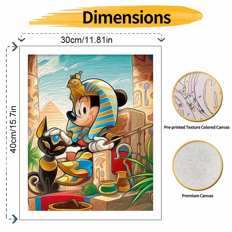 Disney Digital Oil Painting Egyptian Mickey Mouse Pharaoh Art Handmade Diy Gift Home Decoration