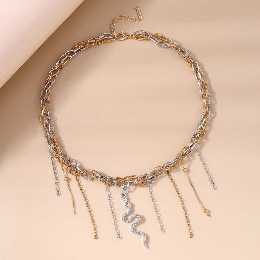 Gothic Punk Snake Choker Necklace Multilayer Tassels  Necklace Chain Men Women Hip Hop Party Jewelry Gifts
