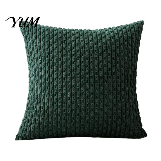 Durable Washable Hidden Zipper Shams Bohemian Corduroy Throw Pillow Cover, Soft Solid Color Decorative Cushion Case, Easy Clean Removable Protectors