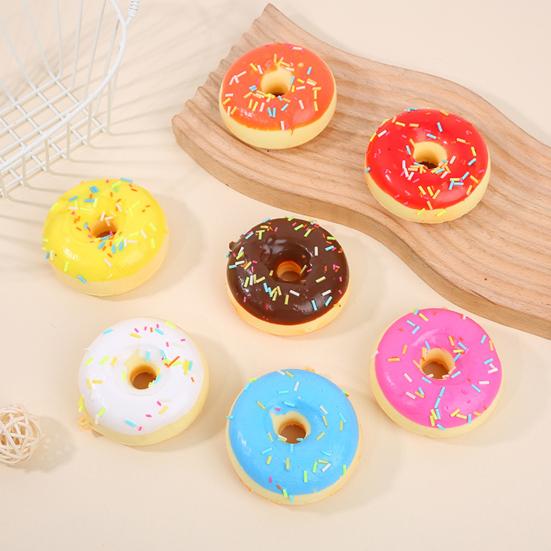 Squeeze Toy Soft Slow Rebound Stress Relief Toy 7cm Realistic Donut Simulation for Kids Adults Desktop Decoration Baking Prop Photo Background