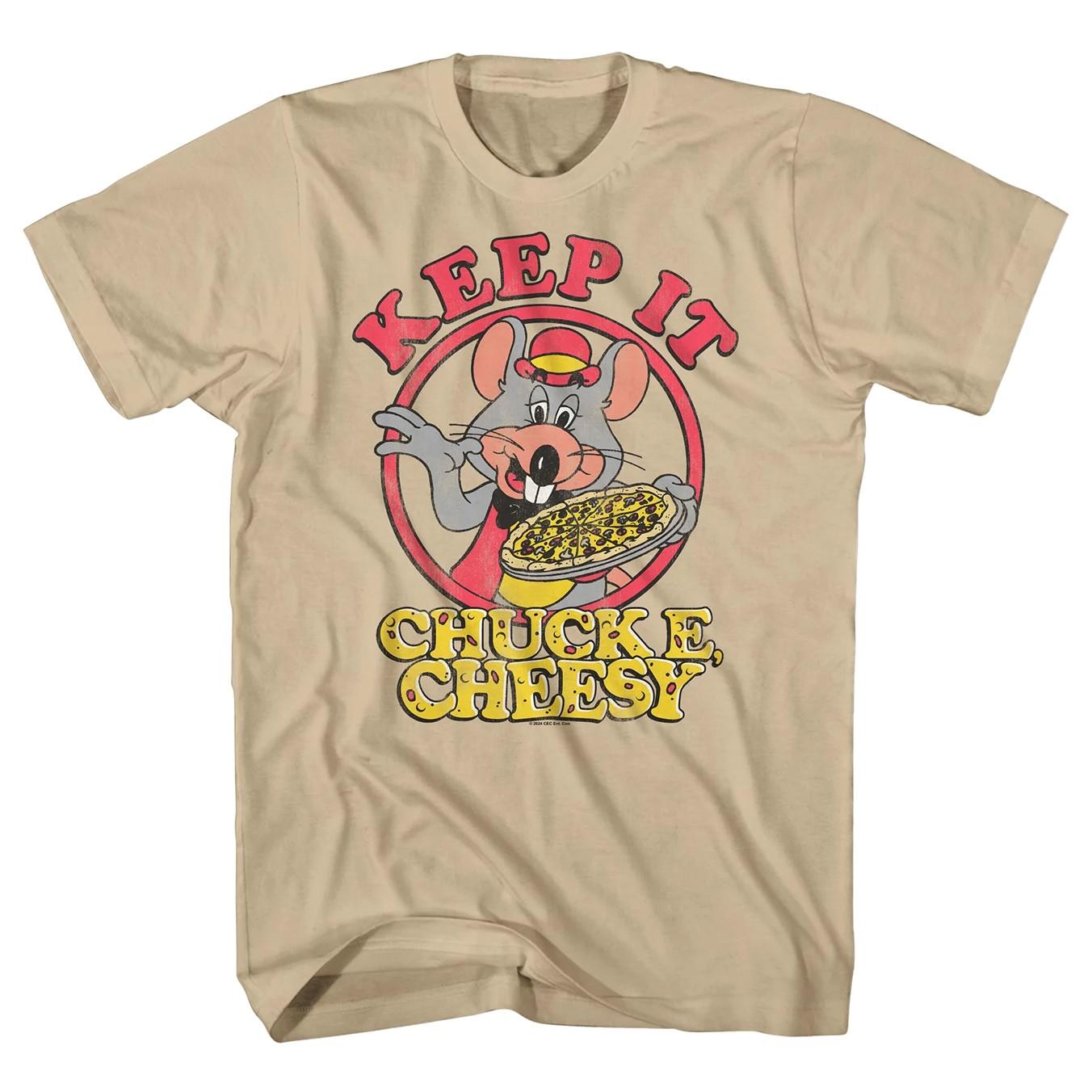 Chuck E Cheese T-Shirt Men s Keep It Cheesy Character Logo Design Tee (6XL) M