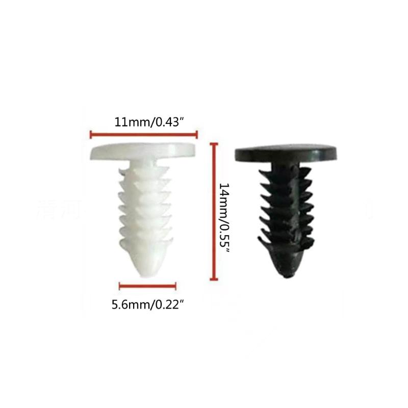 100 Pcs Black White Push Pins Plastic Hole Hood Pressure Pins for Car Roof