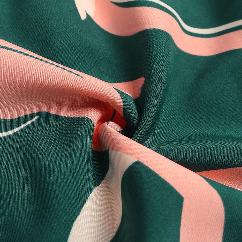 Otoño Invierno mujer manga larga estampado elegante cuello en V gasa A-Line hasta la rodilla vestido de cintura alta