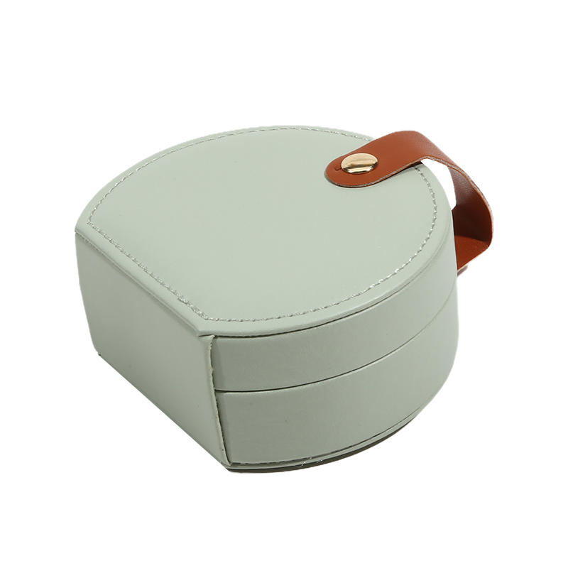 Portable Semi-Circular Small Travel Jewelry Case for Women Compact Top Handle Ring Necklace Earring Organizer Box