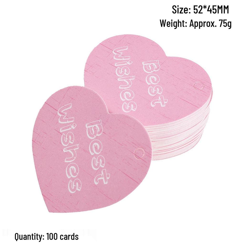 Heart-Shaped Cowhide Paper Blank Tag - Valentine's Day Red Label