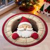 Tapis de Noël 3D 39 pouces Rond Père Noël Lavable Tapis de Porte Illusion d'Optique Tapis de Zone pour Intérieur Salle de Bain Entrée Maison