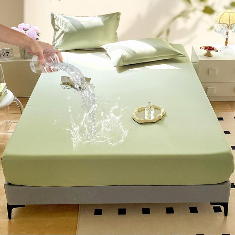 Solid Color Waterproof Mattress Fitted Sheet, Durable TPU Waterproof Backing Bed Cover, Smooth Breathable Bed Sheet for Home Hotel