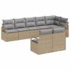 8 Piece Sofa Set with Cushions Beige Poly Rattan