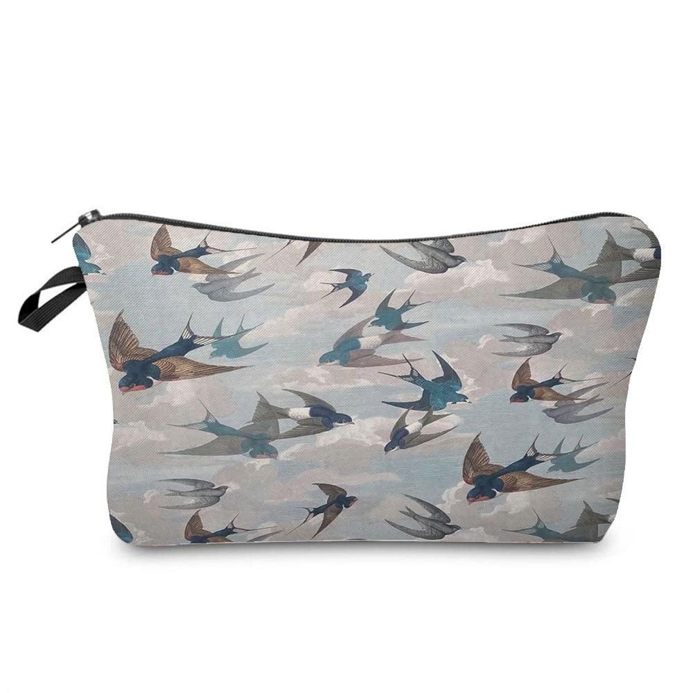 Damen Pflanzenmuster Kosmetiktasche Toilettenartikel Organizer Reiseaufbewahrungstasche 6871