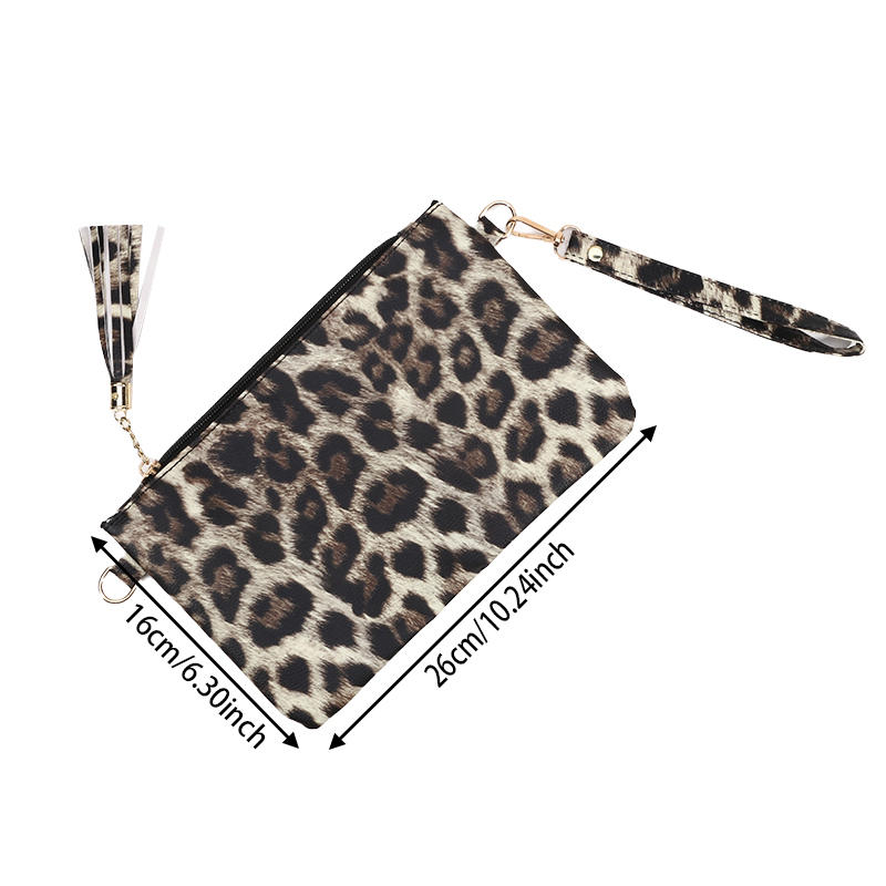 Women Clutch Bag Leopard Print Long Wallets Female Fashion Design PU Leather Wallet Messenger Bag Ladies Elegant Handbag Change Key Case