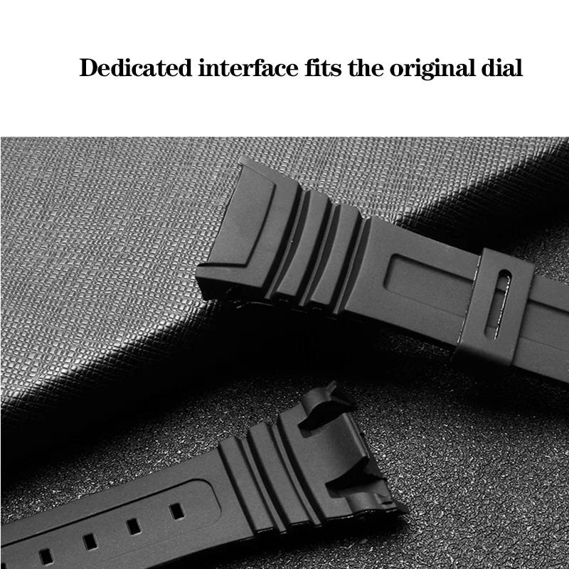 waterproof watch band For Casio 3239 W-96H-1A 2A 9A special silicone strap electronic watch chain accessories black 18mm