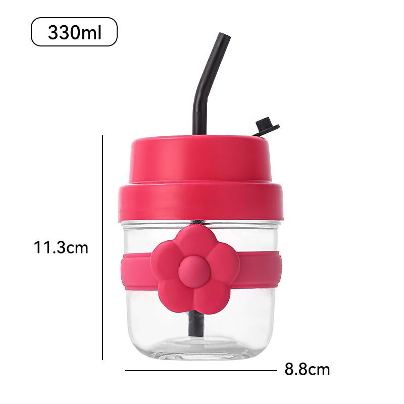

Cute Flower Straw Glass Water Bottle