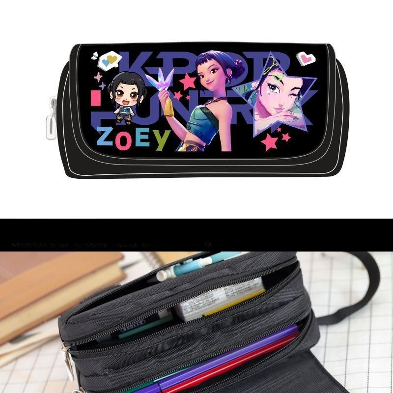 

Demon Hunters Anime Kids Pencil Case Printing Cartoon Rumi Mira Zoey Student Stationery Bag