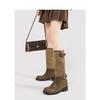 New Retro Shoes for Women, High-top Boots with Inner Extensions and Belt-buckle Boots