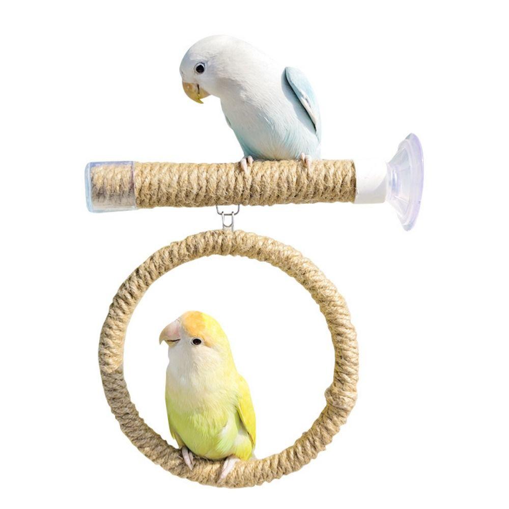 Suction Cup Bird Toy Swing Set Linen Rope Parrot Play Stand Toy  Climbing Exercise