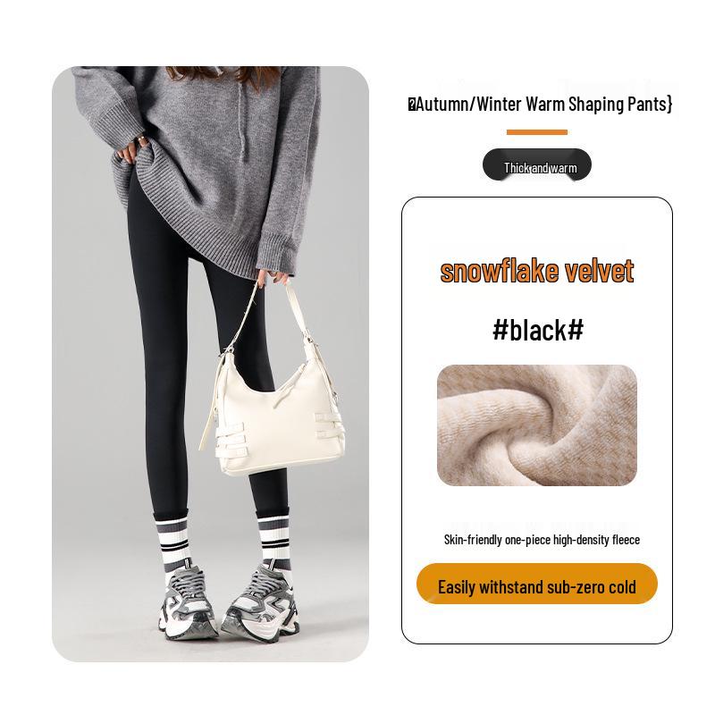 

Бархатные леггинсы-снежинки с высокой талией и эффектом похудения: Без видимых швов, Контроль живота, Теплый и плотный для осени/зимы. Medium