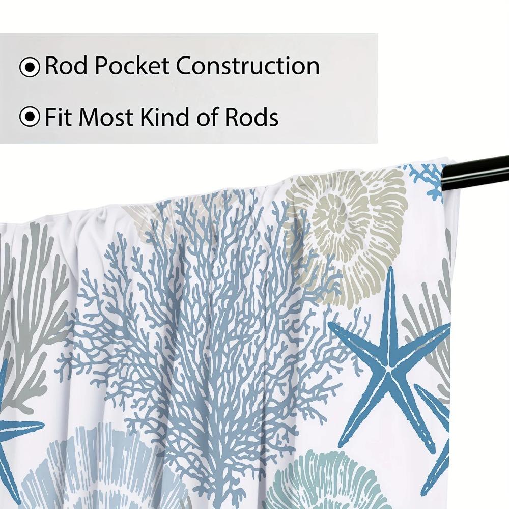 Beach Coastal Starfish Kitchen Curtain Nautical Summer Window Treatment for For Living Room For Home Decor Cafe Cabinet Decoration