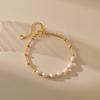 K Gold Plated Copper Natural Freshwater Pearl Elegant Women Bracelet