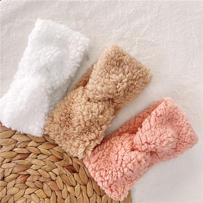 Winter Warme Korallenfleece Baby Stirnband Einfarbig Überkreuzter Knoten Lammwolle Haarbänder Kinder Elastisches Haarband Säugling Kleinkind Kopfbedeckung