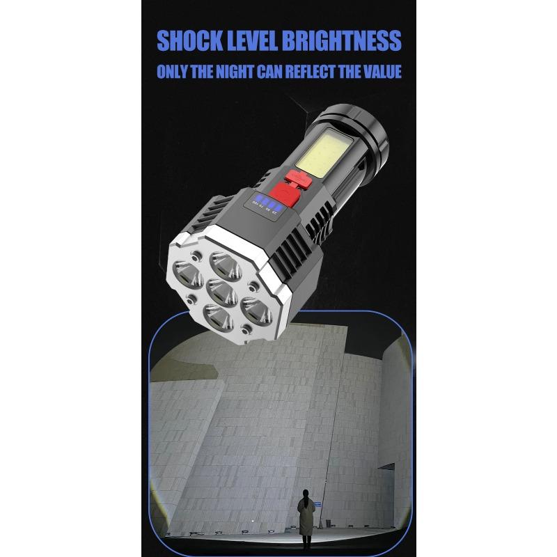 4/5/6LED High Power Led Flashlights Rechargeable Camping Spotlight With Side Light 3 Lighting Modes For Camping Adventure
