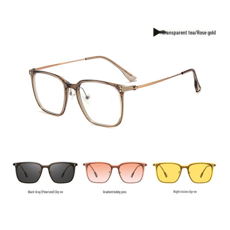 3-in-1 Polarized Magnetic Clip-On Glasses: Night Vision Sunglasses & Prescription Anti-Blue Light Myopia Frames