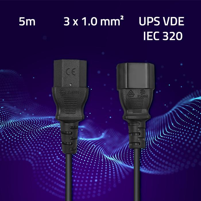 Qoltec Kabel Przedłużający Zasilający Iec C13/C14 | 3X1.00Mm² | 5M