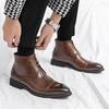 Plus Size Men's High-Top Pointed Toe Leather Lace-up Martin Boots - Autumn Winter Formal Fashion